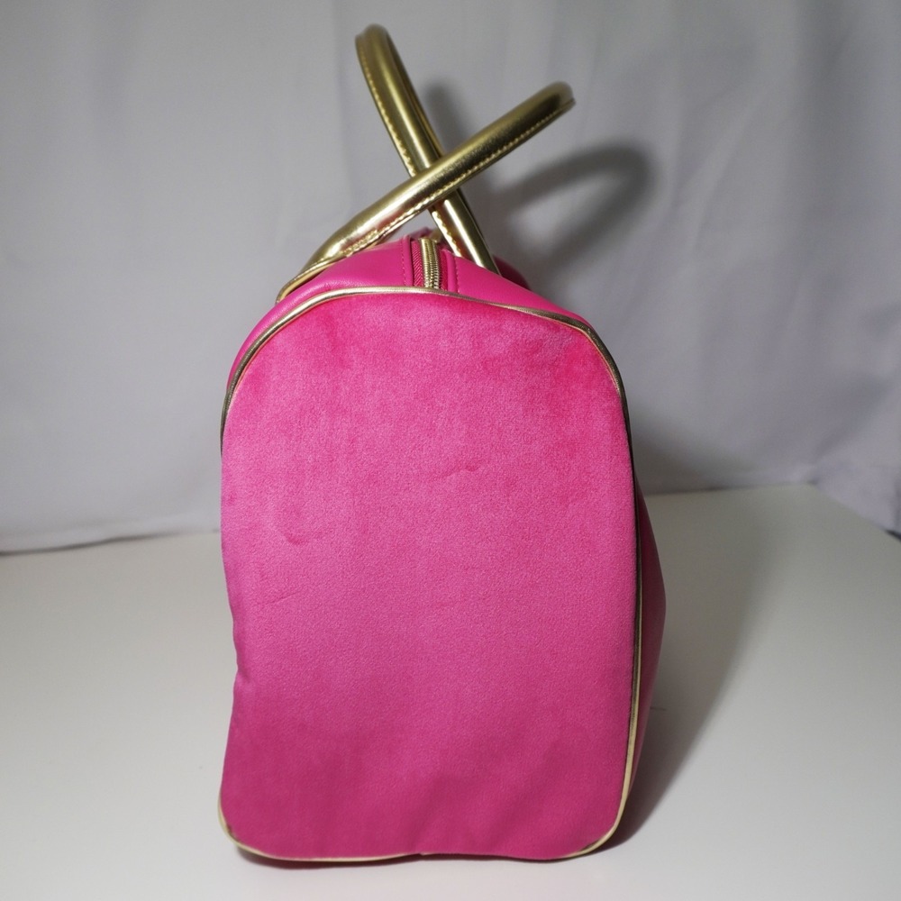Juicy Couture Pink Velour Faux Leather Barbiecore Hand Bag Gold Trim w/ J Charm - Picture 6 of 10